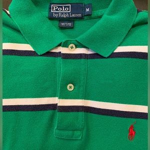 Ralph Lauren Iconic Polo Shirt  Green Navy Stripped Red Polo Pony Soft Cotton M